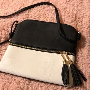 Black and white crossbody purse